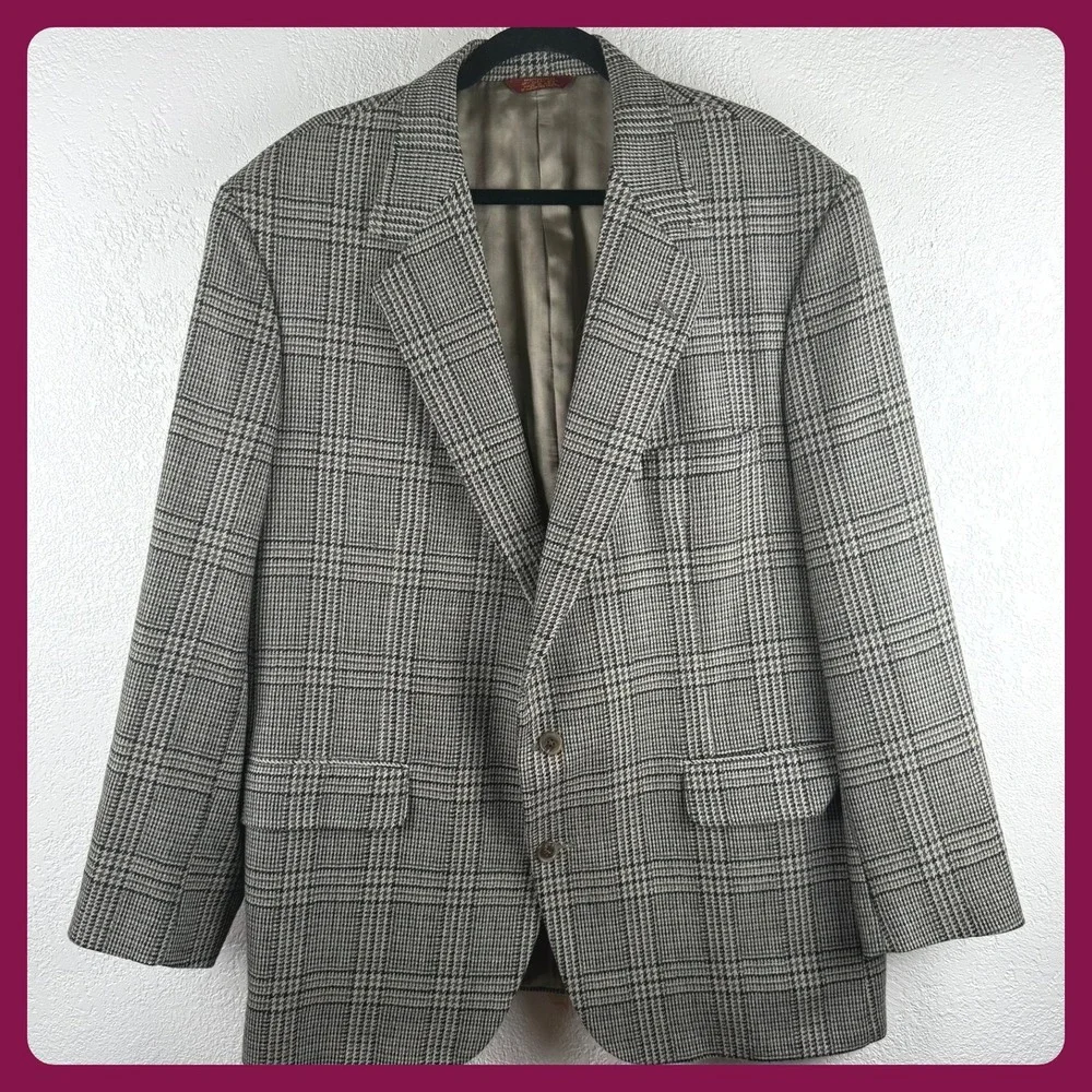 Vintage VTG Corbin Ltd Mens Tweed Plaid Blazer Jacket‎ Professional Made in USA